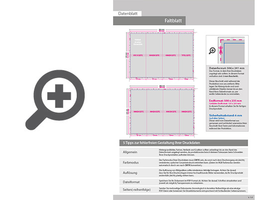 Product Bild faltblatt__gefalzt_auf_maxi-format_(12_5_cm_x_23_5_cm)__vertikaler_zickzackfalz__8-seitig